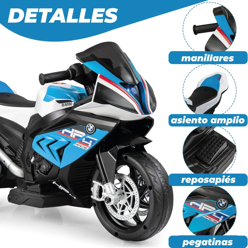 MOTO NIÑOS ELECTRICA 3 RUEDAS HP4 LUCES Y SONIDO AZUL - 5