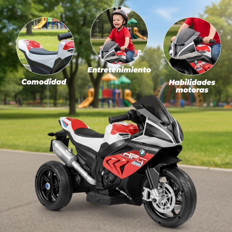 MOTO NIÑOS ELECTRICA 3 RUEDAS HP4 LUCES Y SONIDO ROJO - 4
