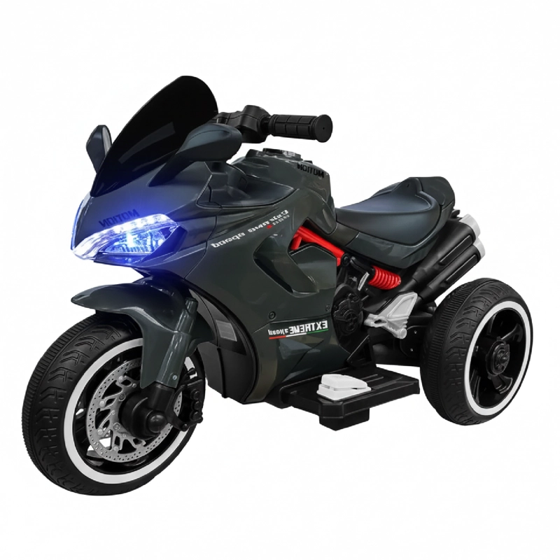 MOTO NIÑOS ELECTRICA 3 RUEDAS EXTREME SPEED LUCES Y SONIDO GRIS - 1