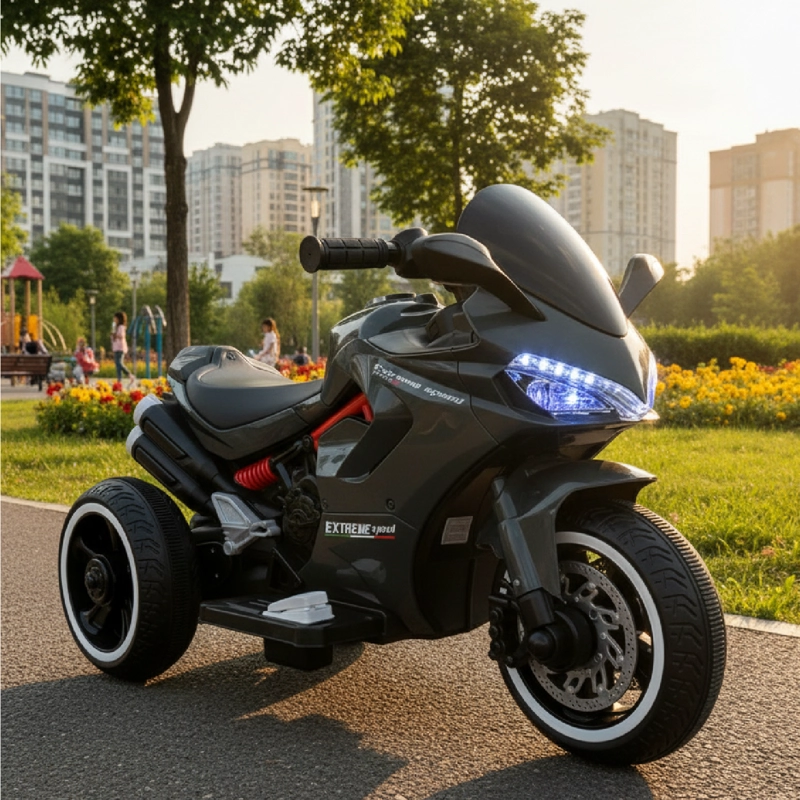 MOTO NIÑOS ELECTRICA 3 RUEDAS EXTREME SPEED LUCES Y SONIDO GRIS - 2