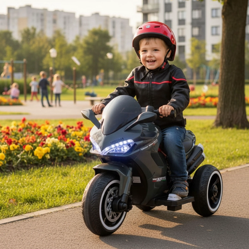 MOTO NIÑOS ELECTRICA 3 RUEDAS EXTREME SPEED LUCES Y SONIDO GRIS - 5