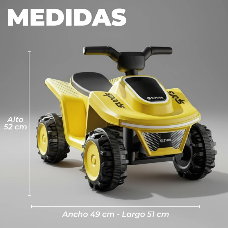 MOTO NIÑOS CUATRIMOTO ELE CTRICA SPORT LUCES Y SONIDO AMARILLO - 3