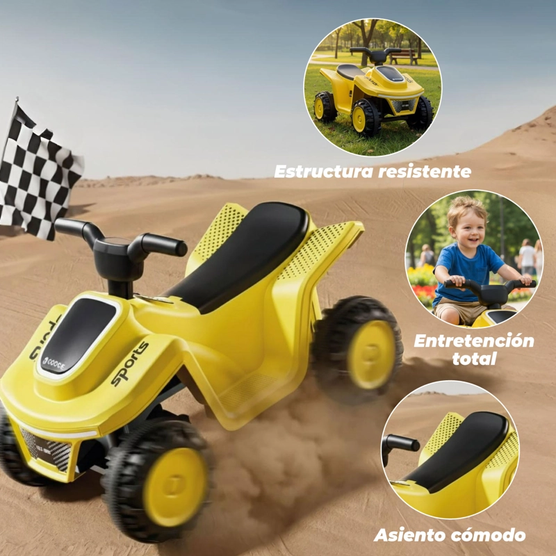 MOTO NIÑOS CUATRIMOTO ELE CTRICA SPORT LUCES Y SONIDO AMARILLO - 4
