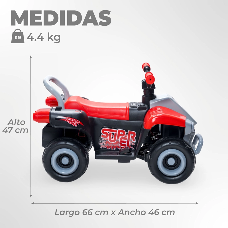 MOTO NIÑOS CUATRIMOTO ELE CTRICA ESTILO MARIO KART ROJO - 3