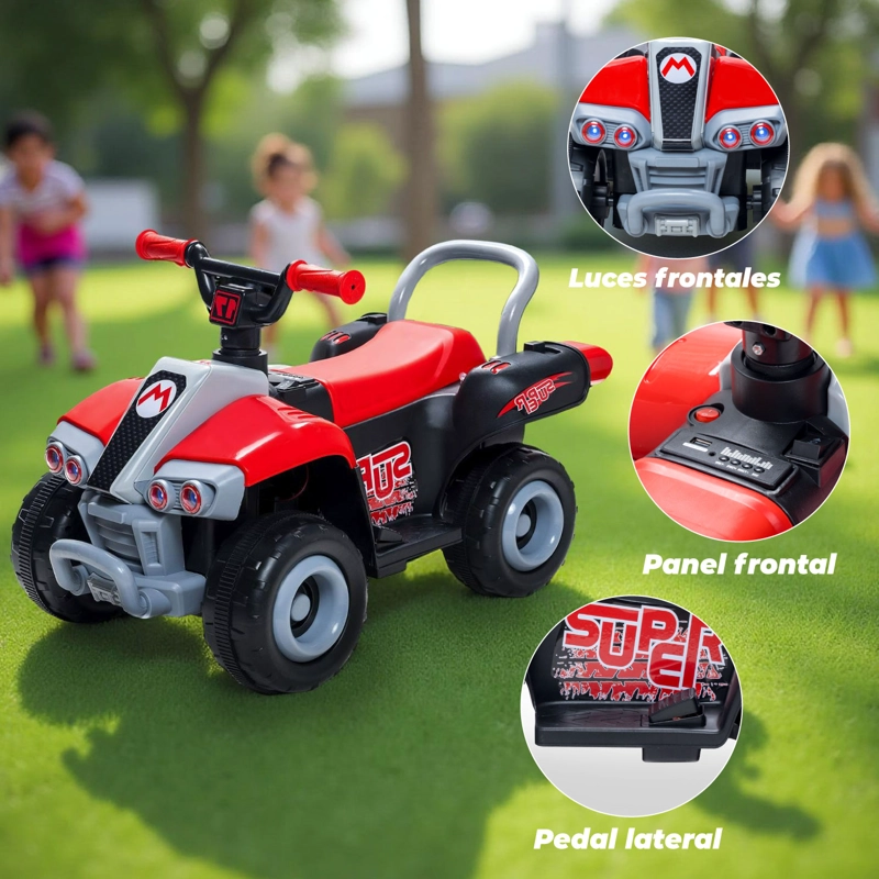 MOTO NIÑOS CUATRIMOTO ELE CTRICA ESTILO MARIO KART ROJO - 4