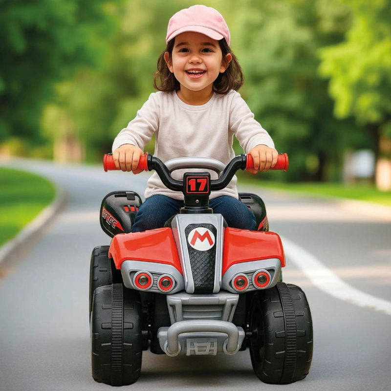 MOTO NIÑOS CUATRIMOTO ELE CTRICA ESTILO MARIO KART ROJO - 5