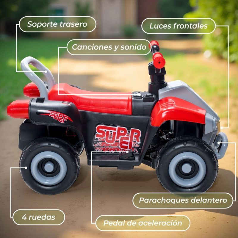 MOTO NIÑOS CUATRIMOTO ELE CTRICA ESTILO MARIO KART ROJO - 6