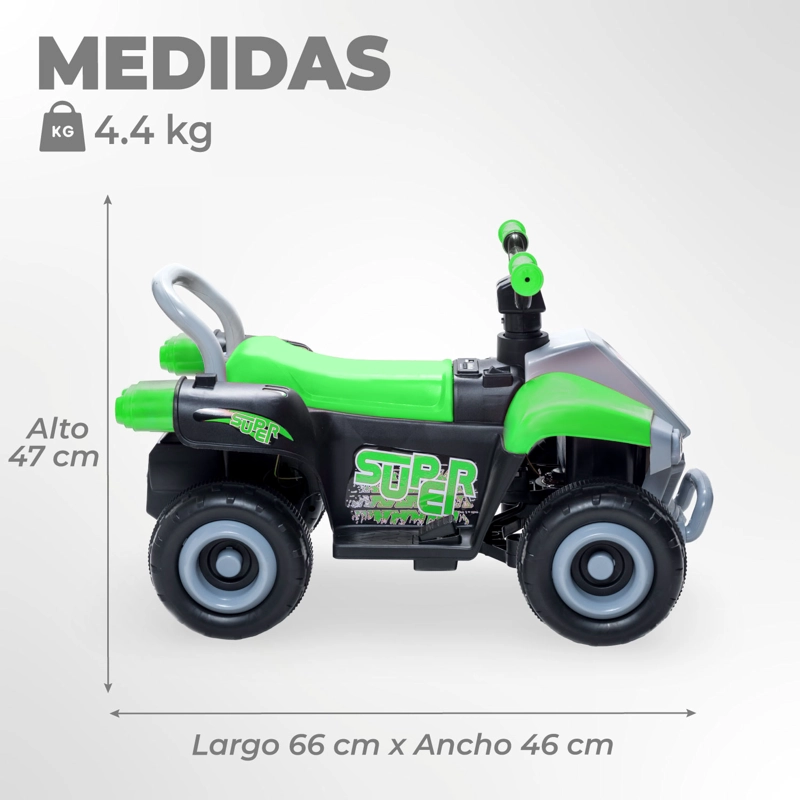 MOTO NIÑOS CUATRIMOTO ELE CTRICA ESTILO MARIO KART VERDE - 3
