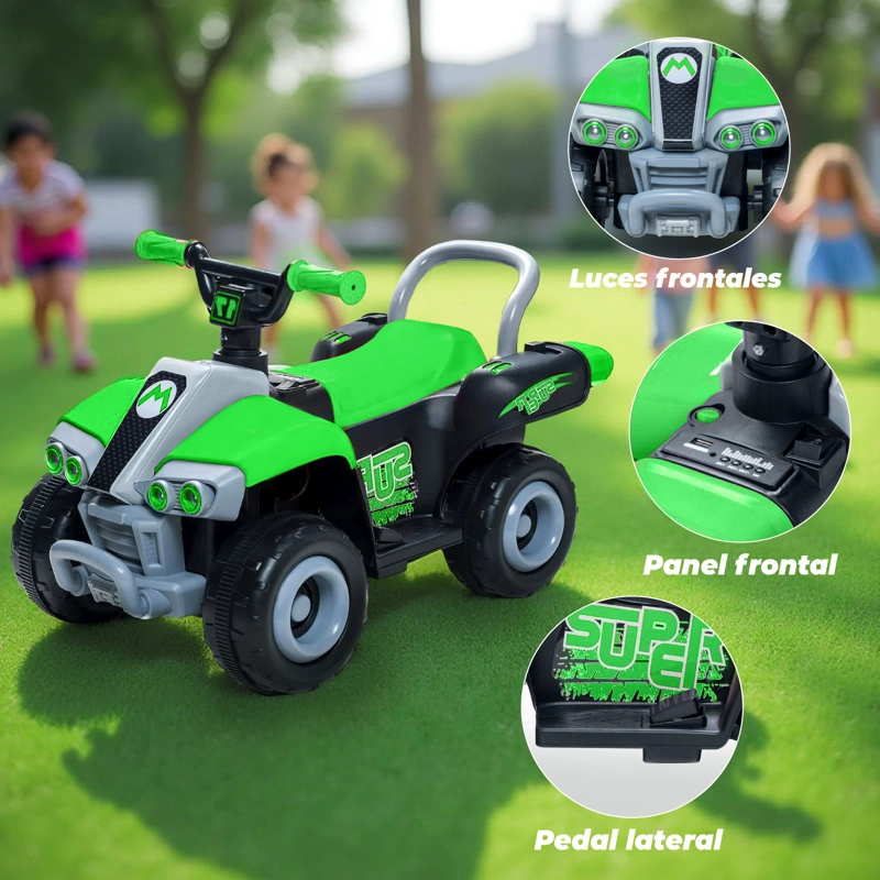 MOTO NIÑOS CUATRIMOTO ELE CTRICA ESTILO MARIO KART VERDE - 4