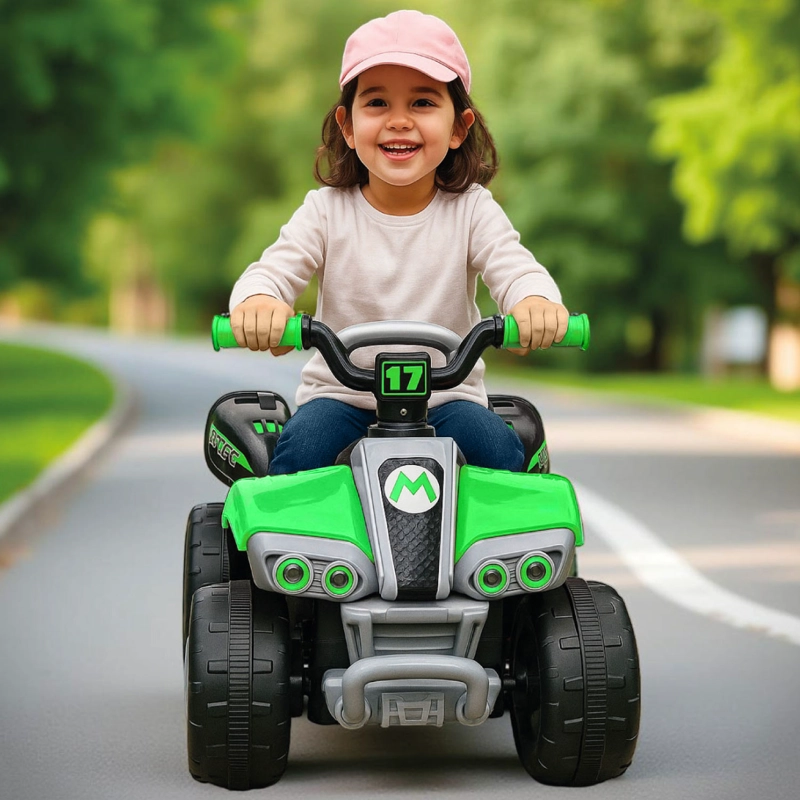 MOTO NIÑOS CUATRIMOTO ELE CTRICA ESTILO MARIO KART VERDE - 5