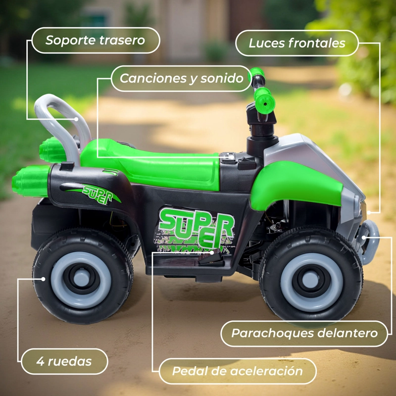 MOTO NIÑOS CUATRIMOTO ELE CTRICA ESTILO MARIO KART VERDE - 6