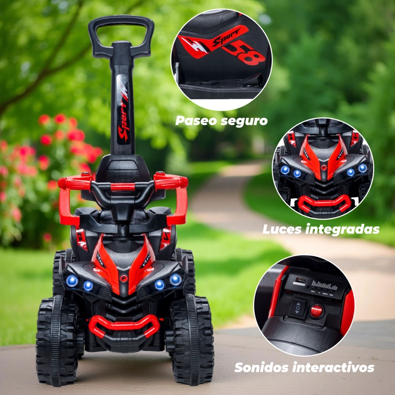 MOTO NIÑOS CUATRIMOTO ELE CTRICA TODO TERRENO MANGO DIRECCIONAL ROJO - 3