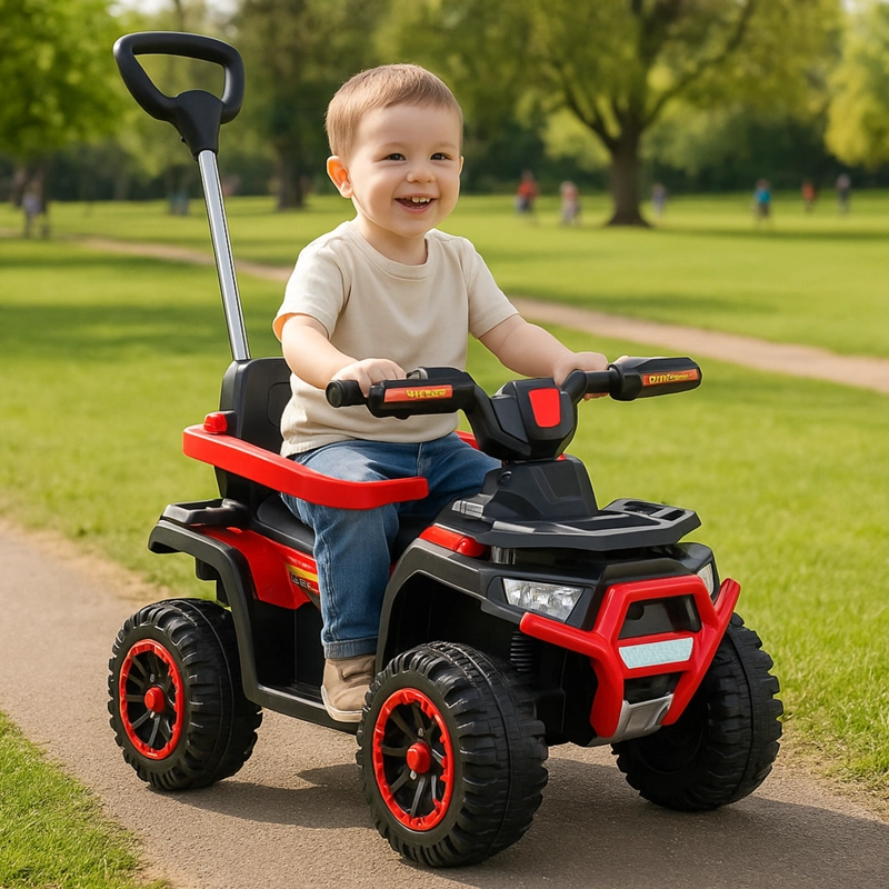 MOTO NIÑOS CUATRIMOTO ELE CTRICA TODO TERRENO MANGO DIRECCIONAL ROJO - 5