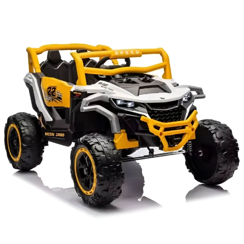 JEEP ELE CTRICO NIÑOS TODO TERRENO  CON CONTROL LUCES LED Y SONIDO AMARILLO - 1