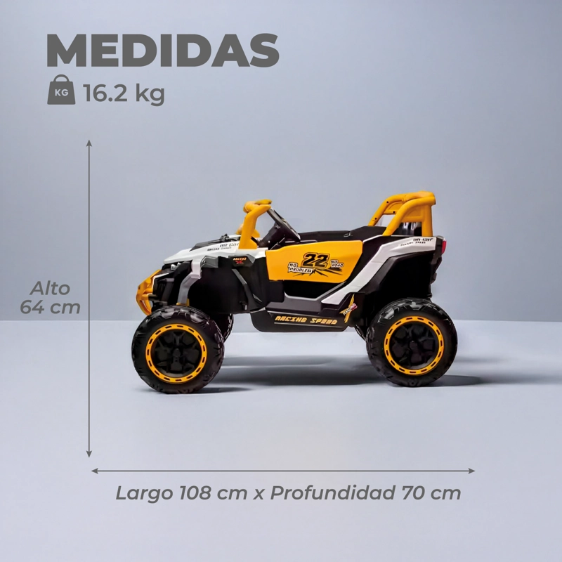 JEEP ELE CTRICO NIÑOS TODO TERRENO  CON CONTROL LUCES LED Y SONIDO AMARILLO - 3