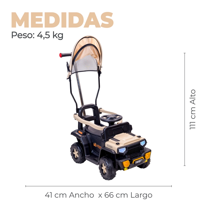 AUTO CORREPASILLO ELE CTRICO MANGO DIRECCIONAL LUCES Y SONIDO - 2