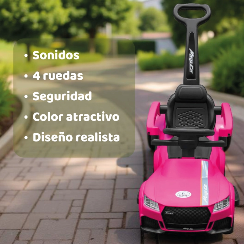 AUTO CORREPASILLO MANGO DIRECCIONAL LUCES Y SONIDO ROSADO - 3