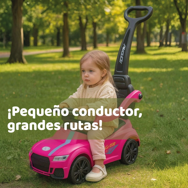 AUTO CORREPASILLO MANGO DIRECCIONAL LUCES Y SONIDO ROSADO - 5