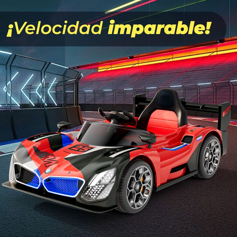 AUTO ELE CTRICO NIÑOS DEPORTIVO CON CONTROL LUCES LED Y SONIDO ROJO - 3