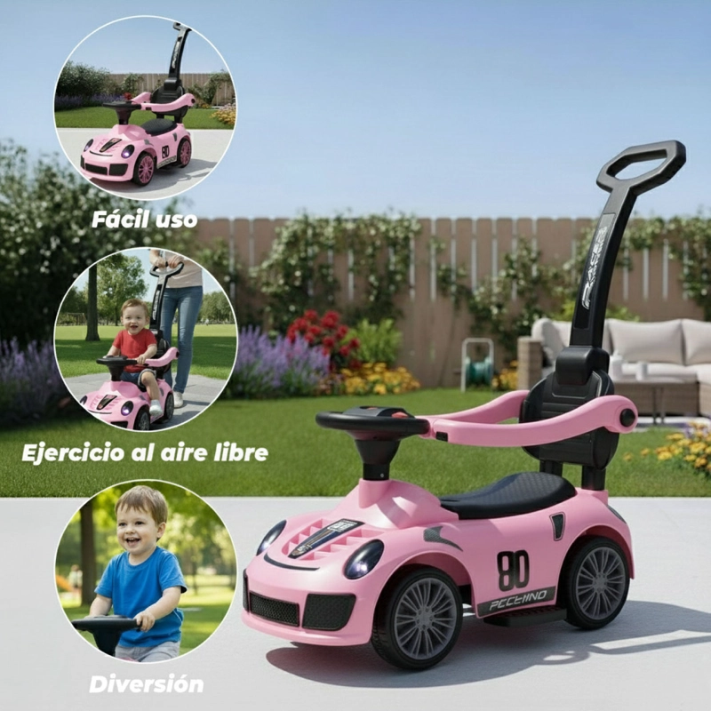 CORREPASILLOS ANDADOR CAMINADOR LUCES Y SONIDOS CON MANGO ROSADO - 4