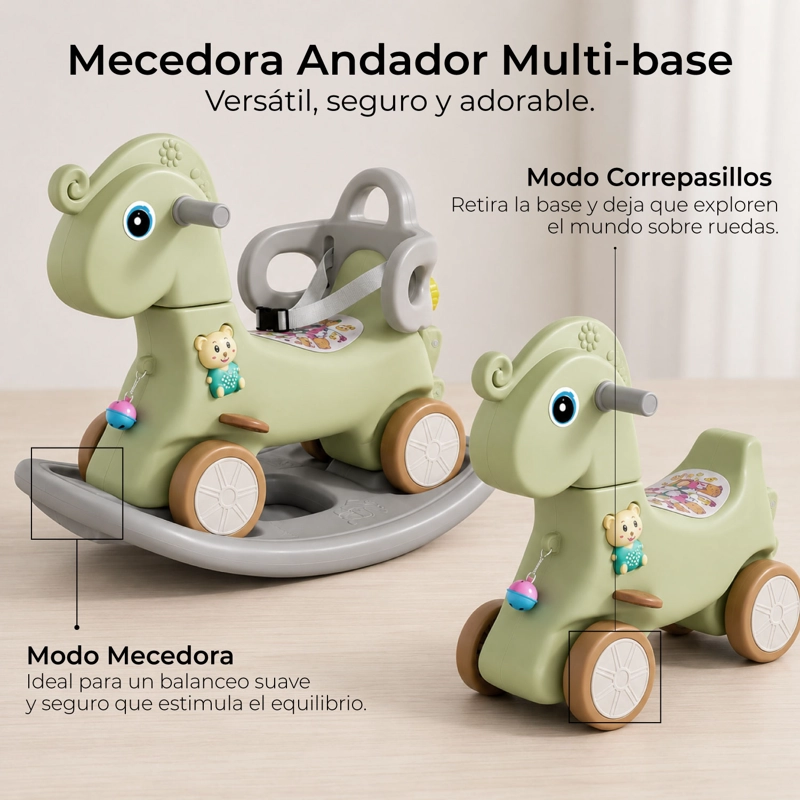 MECEDORA ANDADOR CON MANGO 2 EN 1 CABALLITO VERDE - 7