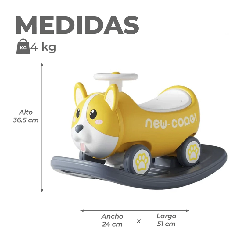 MECEDORA ANDADOR CON SONIDOS 2 EN 1 PERRITO  AMARILLO - 3