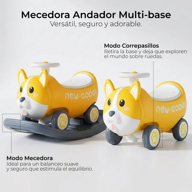 MECEDORA ANDADOR CON SONIDOS 2 EN 1 PERRITO  AMARILLO - 4