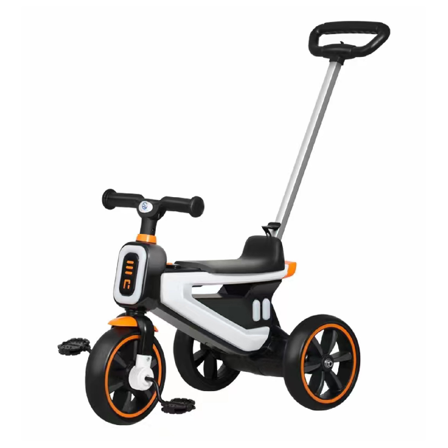 TRICICLO COCHE A PEDAL 2 EN 1 CON MANGO DESMONTABLE BLANCO - 1