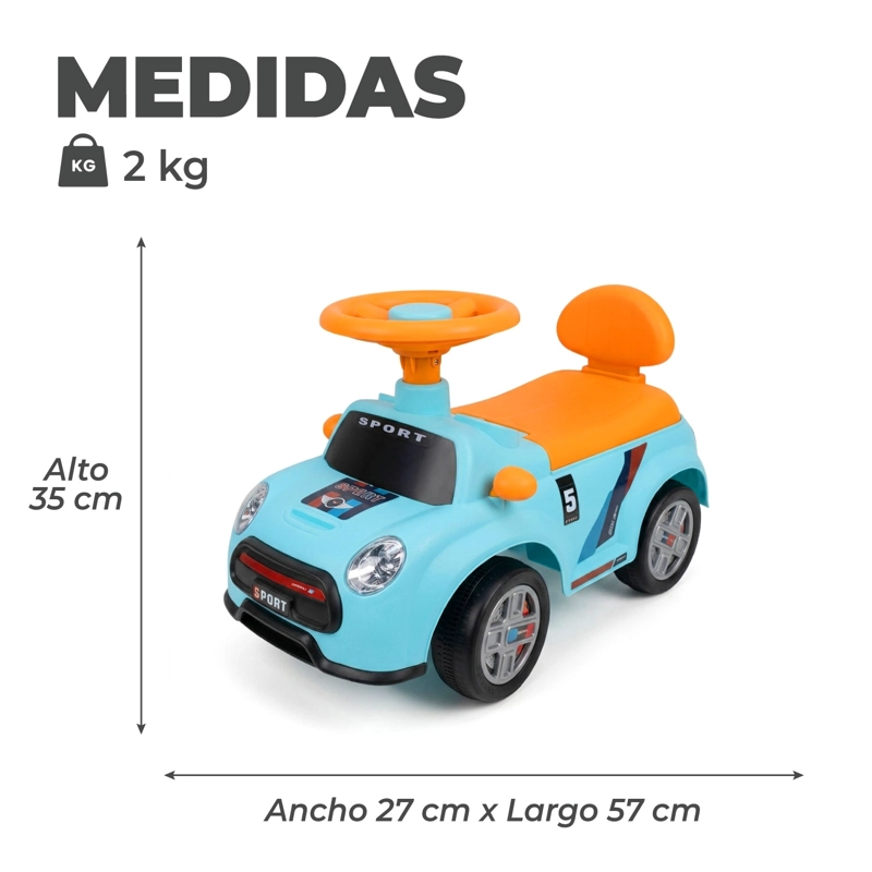 CORREPASILLOS AUTITO CAMINADOR ANDADOR LUCES Y SONIDO AZUL - 3
