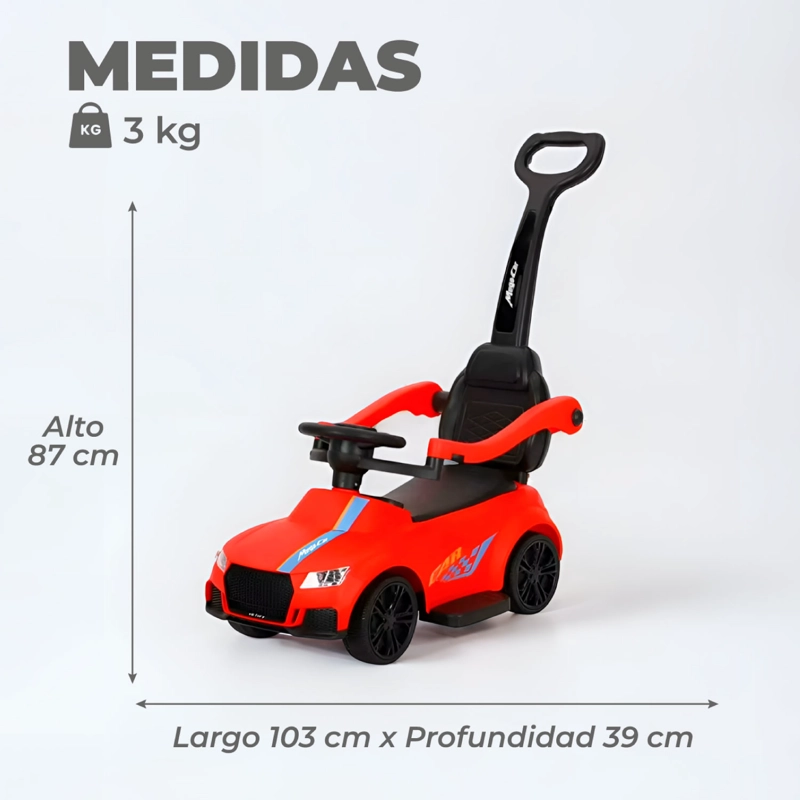 AUTO CORREPASILLO  MANGO DIRECCIONAL LUCES Y SONIDO ROJO - 4