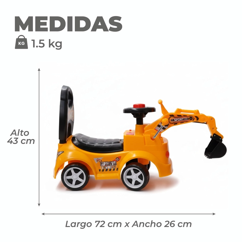 Correpasillo Andador Excavadora Infantil Luces LED y Sonido - 3