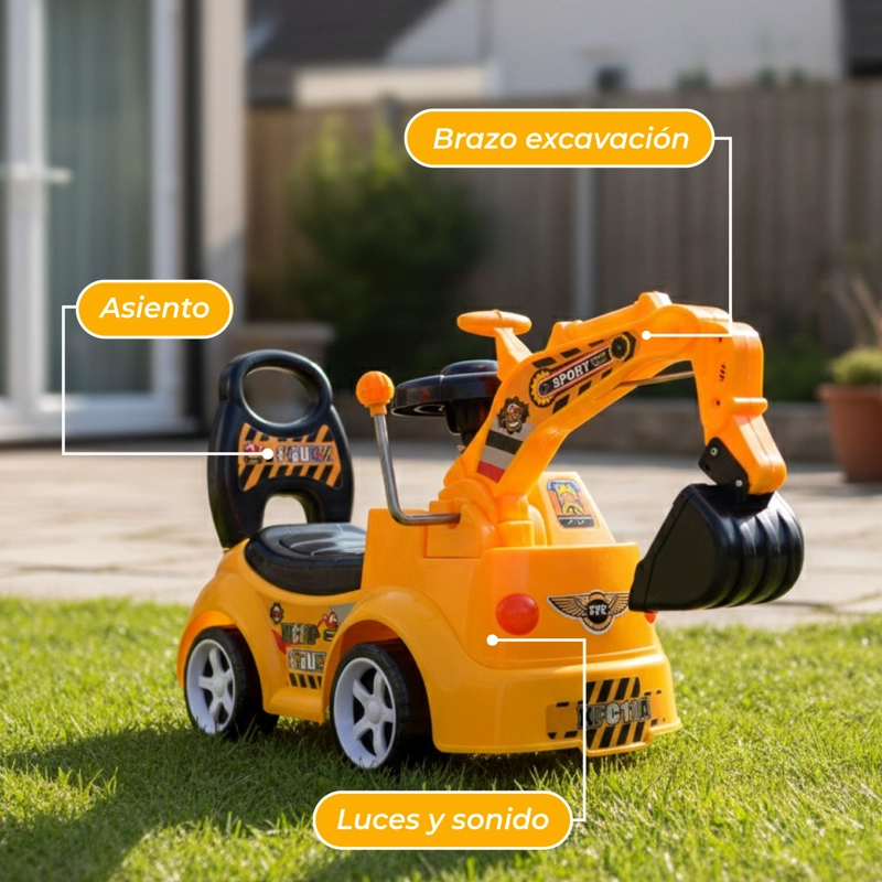 Correpasillo Andador Excavadora Infantil Luces LED y Sonido - 6
