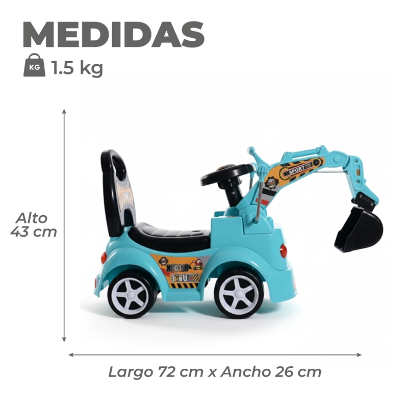 Correpasillo Andador Excavadora Infantil Luces LED y Sonido - 3