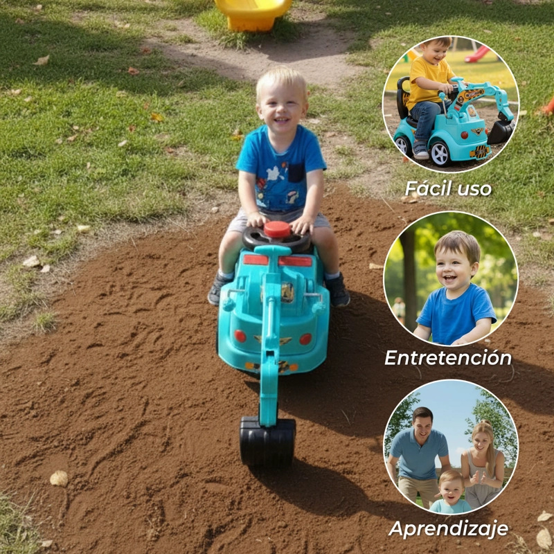 Correpasillo Andador Excavadora Infantil Luces LED y Sonido - 4