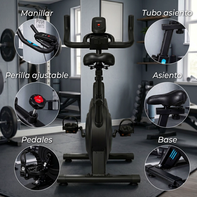 BICICLETA SPINNING ESTATICA PROFESIONAL K100 DISCO 6KG - 5