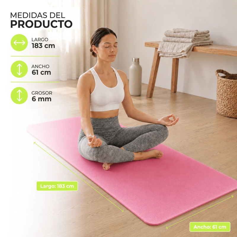 MAT YOGA BOLSO 6 MM COLCHONETA DEPORTIVA ANTIDESLIZANTE ROSADO - 3