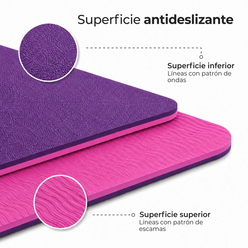 MAT YOGA BOLSO 6 MM COLCHONETA DEPORTIVA ANTIDESLIZANTE MORADO - 6
