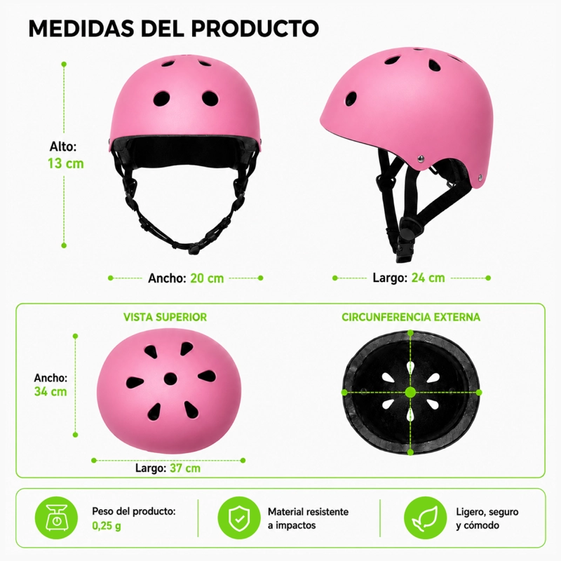 CASCO BICICLETA INFANTIL AJUSTABLE SEGURIDAD ROSADO - 3
