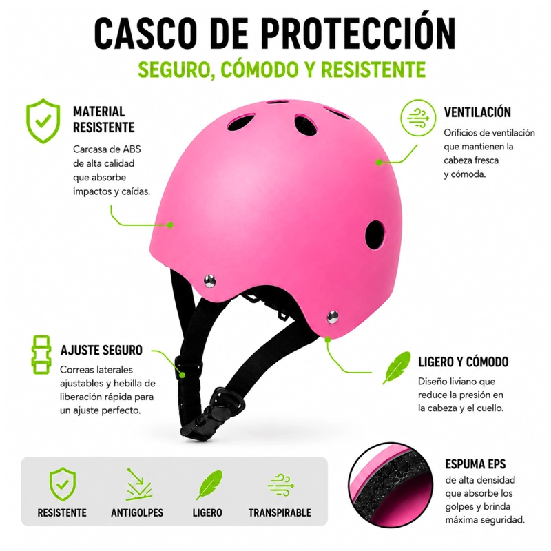 CASCO BICICLETA INFANTIL AJUSTABLE SEGURIDAD ROSADO - 4