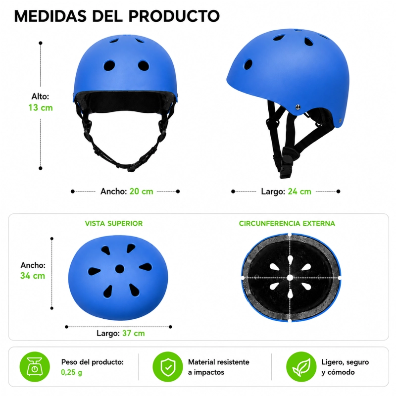 CASCO BICICLETA INFANTIL AJUSTABLE SEGURIDAD AZUL - 3