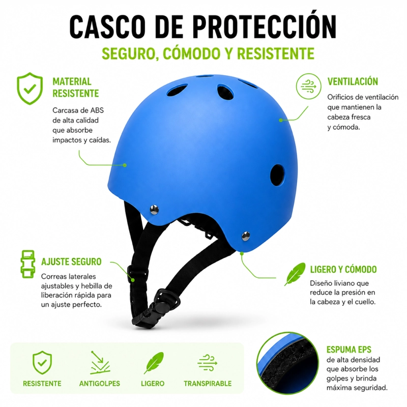 CASCO BICICLETA INFANTIL AJUSTABLE SEGURIDAD AZUL - 4
