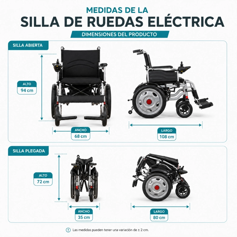 SILLA DE RUEDAS ELE CTRICA PLEGABLE PARA ADULTO CON JOYSTICK - 3