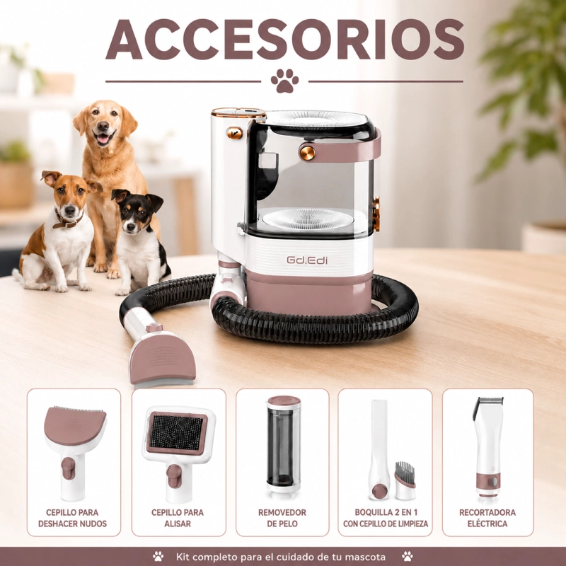 KIT DE ASEO PARA MASCOTAS CORTAPELO Y ASPIRADORA PERRO GATO - 5