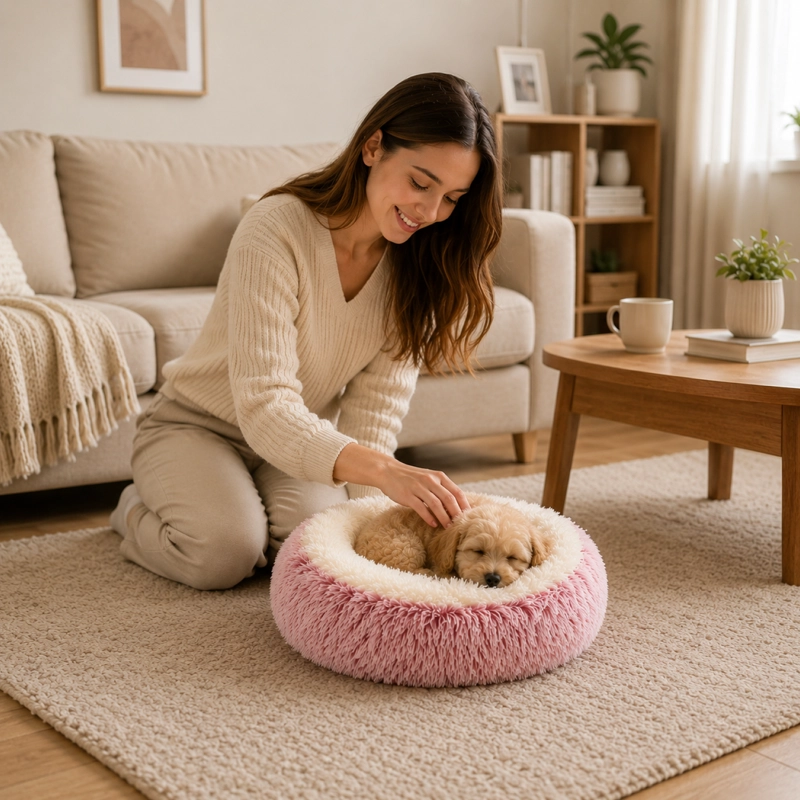 CAMA NIDO ANTIESTRE S  REDONDA PARA PERRO Y GATO 33CM - 2