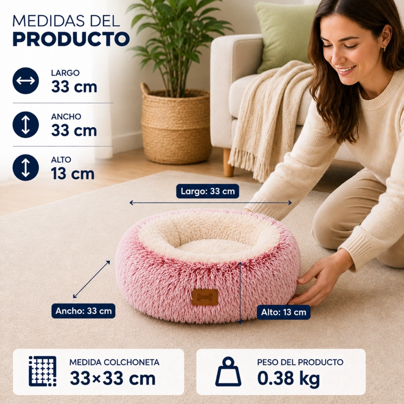 CAMA NIDO ANTIESTRE S  REDONDA PARA PERRO Y GATO 33CM - 3
