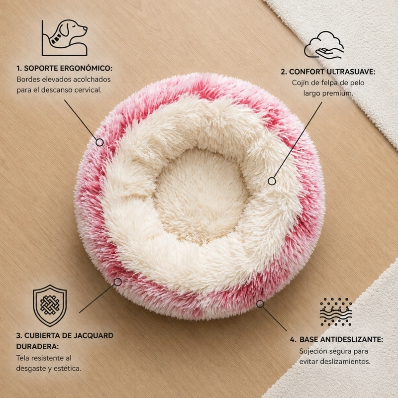CAMA NIDO ANTIESTRE S  REDONDA PARA PERRO Y GATO 33CM - 4