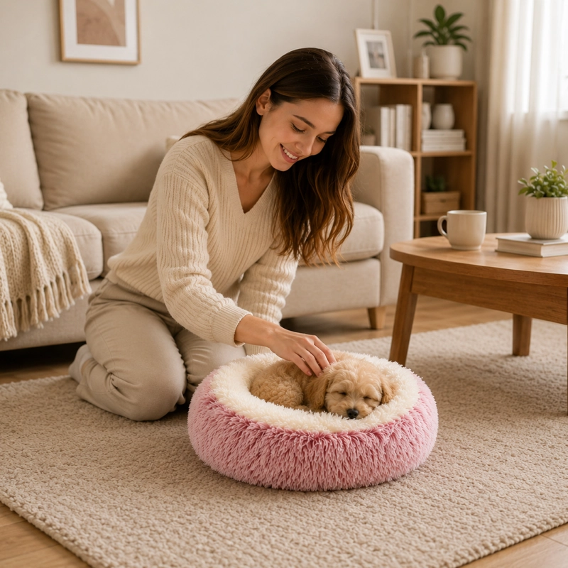 CAMA NIDO  ANTIESTRES  REDONDA PARA PERRO Y GATO 40CM - 2
