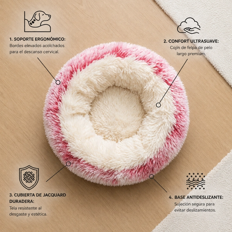CAMA NIDO  ANTIESTRES  REDONDA PARA PERRO Y GATO 40CM - 4