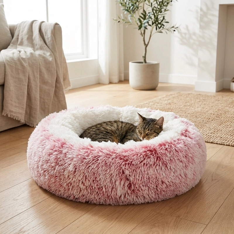 CAMA NIDO  ANTIESTRES  REDONDA PARA PERRO Y GATO 48CM - 2