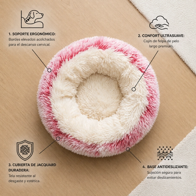CAMA NIDO  ANTIESTRES  REDONDA PARA PERRO Y GATO 48CM - 4